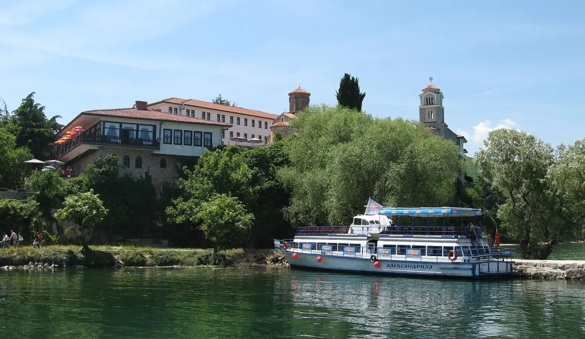 Saint Naum Monastery seen from Lake Ohrid
